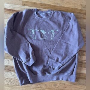 Full Tilt Skeleton Skateboard Graphic Crewneck Sweatshirt Purple XL